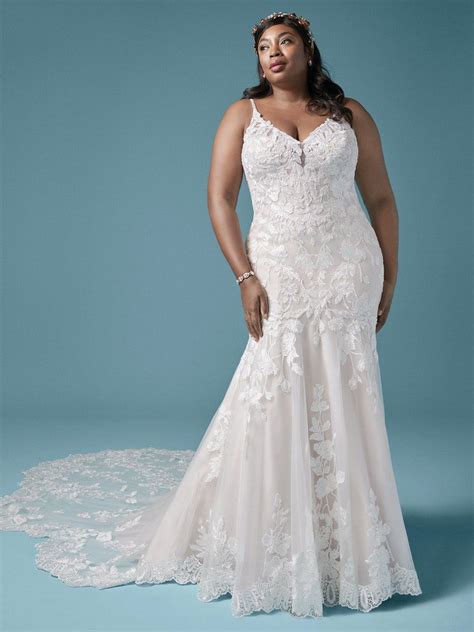 Maggie Sottero Giana Lynette This Floral Lace Plus Size Mermaid