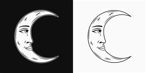 Crescent Moon With Face In Profile 43852903 Vector Art At Vecteezy