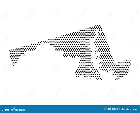 Mapa Del Modelo Punteado Del Estado De Los E E U U De Maryland