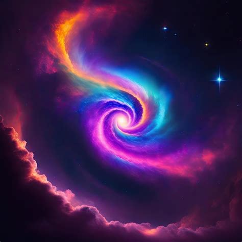 Premium Ai Image Colorful Space Galaxy Cloud Nebula Stary Spiral