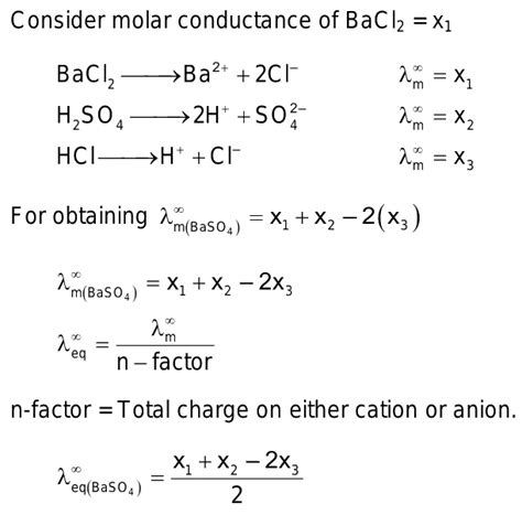 Molar Conductance S Of Baso H So And Hcl At Infinite Dilution Are X