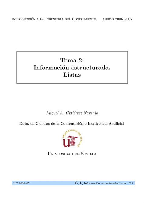 PDF Tema 2 Informacion Estructurada Listas Introduccion A La