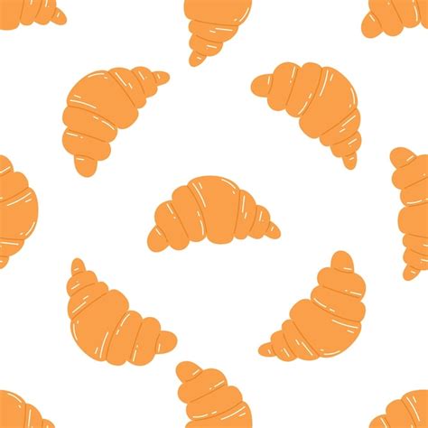 Patrón Sin Fisuras Con Croissant Fondo De Vector Plano De Pastelería Producto De Panadería Snack