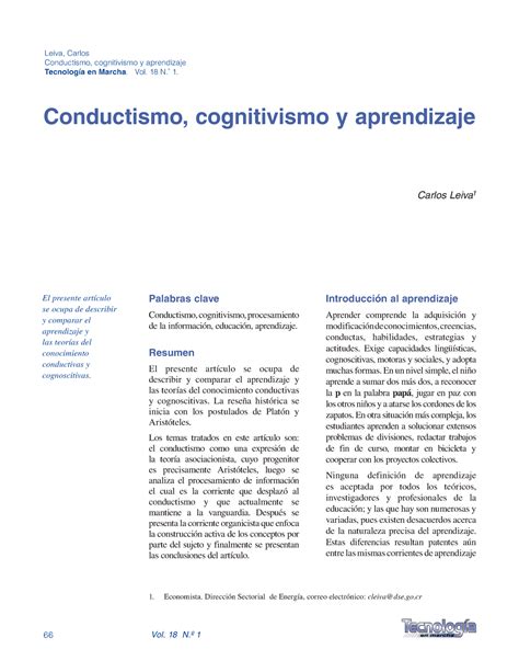 Dialnet Conductismo Cognitivismo Yaprendizaje Conductismo