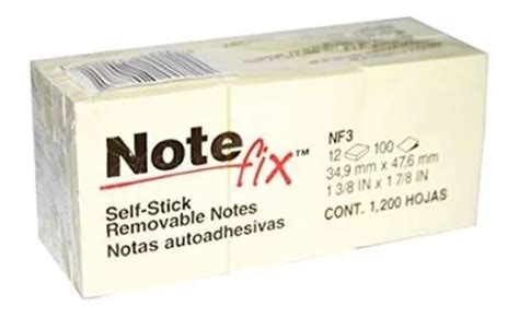 Notas Adhesivas Note Fix Nf3 Amarillo Rectangular 12 C 100h Meses Sin