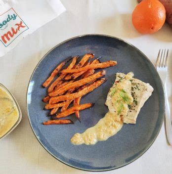 Filet De Poisson Blanc Au Beurre D Orange Et Frites De Patates Douces