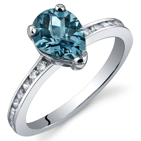 Peora 125 Ct London Blue Topaz Engagement Ring In Rhodium Plated