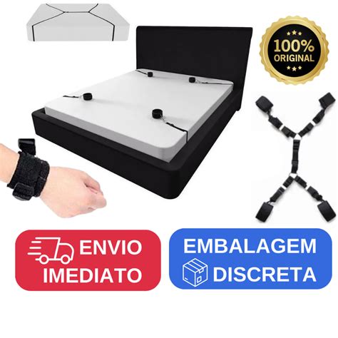 Kit Prender Na Cama Bdsm Algemas Sado Sex Shop Sexshop Embalagem