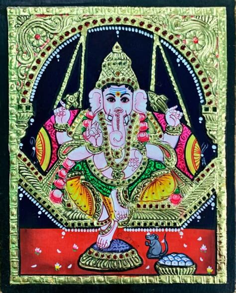 Unjal Vinayagar Tanjore Painting X International Indian