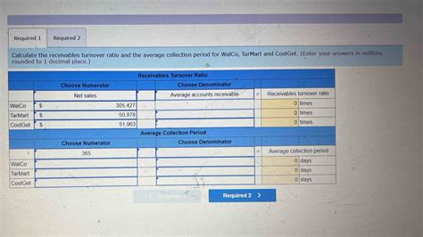 Solved Required Required Calculate The Receivables Turnover Ratio