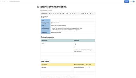 Brainstorming Meeting Template Try For Free