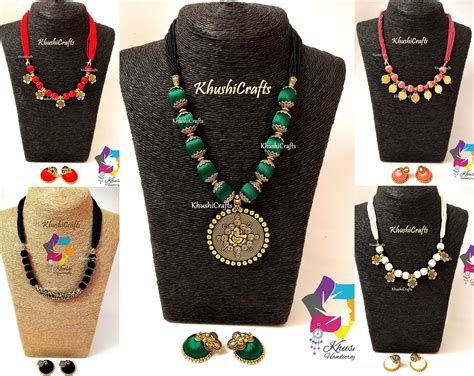 Indian Silk Thread Jewelry Set Necklace And Jhumkas Etsy Silk