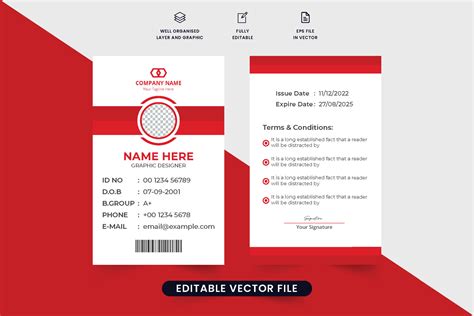 Employee and student identification card design with photo place ...