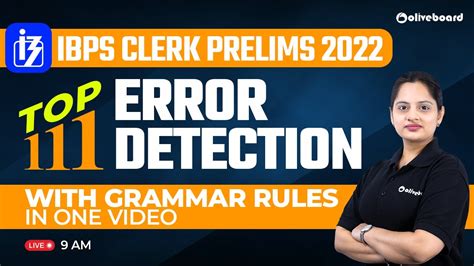 Top 111 Error Detection With Grammar Rules For IBPS Clerk Prelims