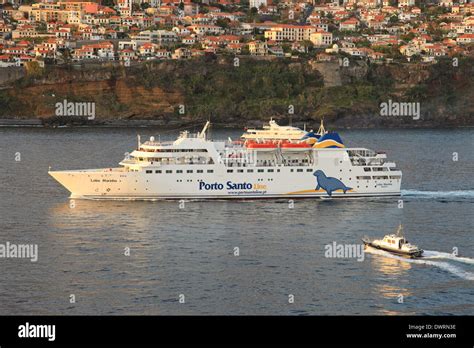 Porto Santo Line Ferry Mv Lobo Marinho Entering Funchal Harbor Madeira