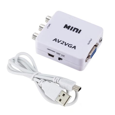 Mini Hd Av Vga Video Converter Converter Box Av Rca Cvbs Para Vga Video