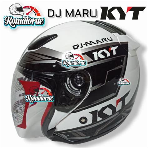 Jual Helm Kyt Dj Maru Motif White Gunmetal Half Face Shopee Indonesia