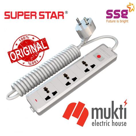 Super Star Smart Extension Socket 2 PIN 3 Socket Multi Plug Three Port