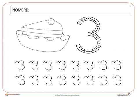 Fichas De Grafomotricidad Con El Número 3 Educapeques