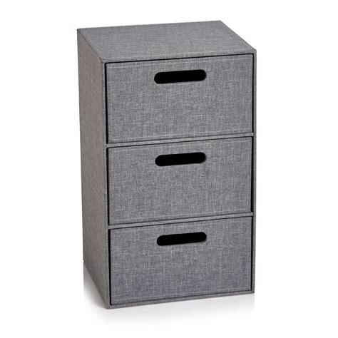 Wilko 3 Drawer Storage Faux Linen Grey Wilko