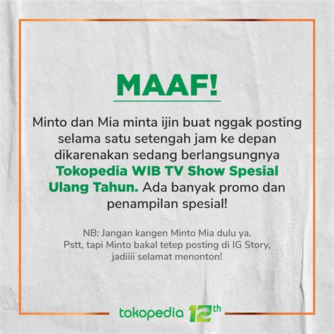 Tokopedia on Twitter: "WIB TV Show tidak tayang di YOUTUBE, HANYA ...