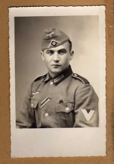 PORTRAIT ALTES FOTO II Weltkrieg Wehrmacht Soldat Mit Schiffchen EUR 4