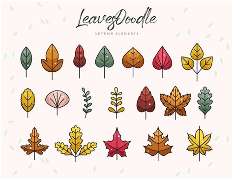 Premium Vector Leaves Doodle Collection Vector