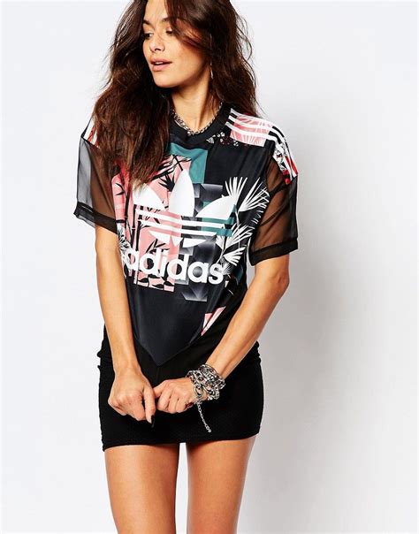 Image 1 Of Adidas Originals Oversized T Shirt With Trefoil Logo And Sheer