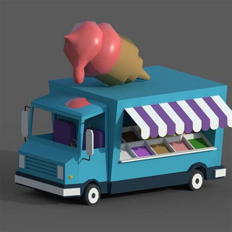 Lowpoly Stylized Ice Cream Car Cgtrader