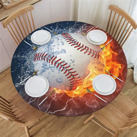 Amazon Fiokroo Baseball Ball In Fire And Water Tablecloth With