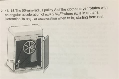 Solved The Mm Radius Pulley A Of The Clothes Dryer Chegg