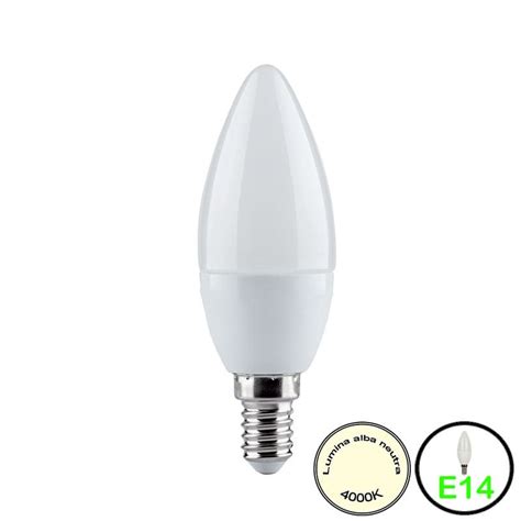 Bec Led E14 Lumanare Led 7W C37 110Lm W 4000K Universu Ledurilor