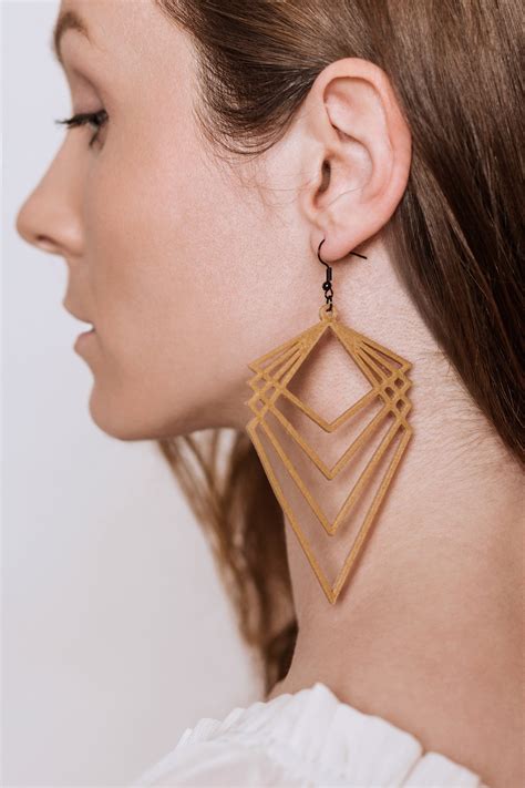 3d Printed Earrings 3d Print Earrings 3d Print Jewelry Geometric Earrings Triangles Drop Print A