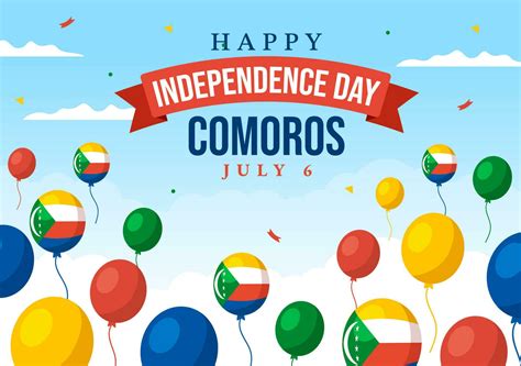 Happy Comoros Independence Day Vector Illustration With Comorian Waving