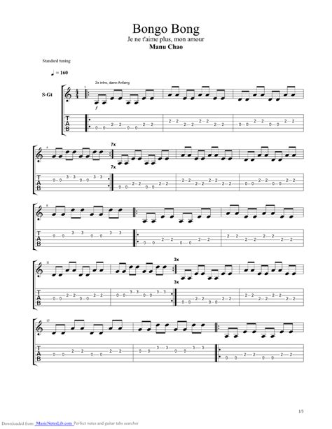 Bongo Bong Guitar Pro Tab By Manu Chao Musicnoteslib