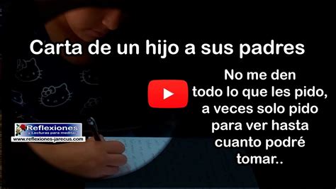 Carta de un hijo a sus padres Reflexión YouTube