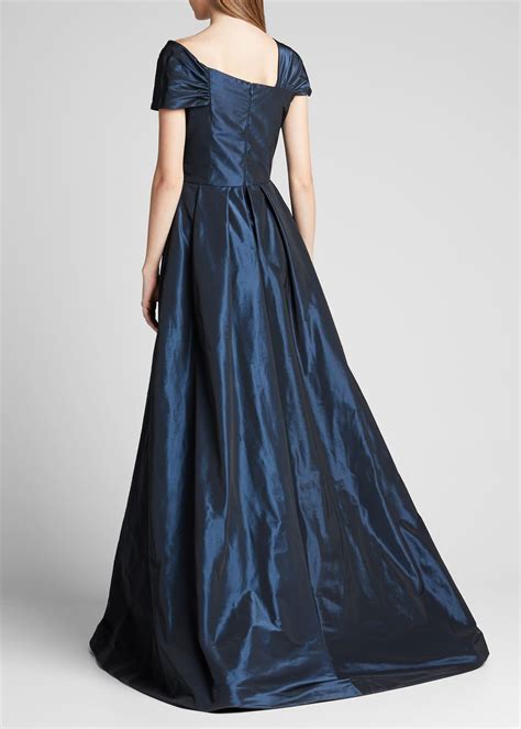 Teri Jon Synthetic One Shoulder Jewel Embellished Taffeta Ball Gown In