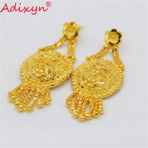 Adixyn India Tassels Earrings For Women Gold Color Wedding Earring