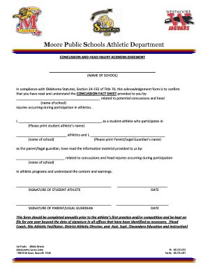 Fillable Online Moore Public Schools Athletic Department Fax Email ...