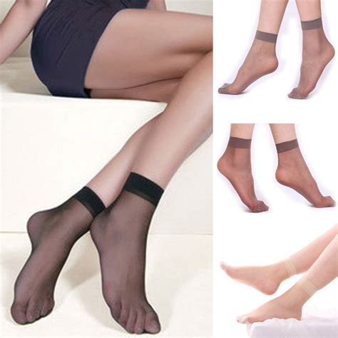 Pairs Women S Ankle Socks Sexy Ultra Thin Elastic Silky Short Silk