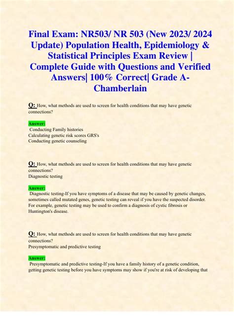 Final Exams NR503 NR 503 2023 2024 Updates STUDY BUNDLE Population