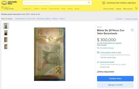 Billetes De 20 Pesos Valiosos Puedes Venderlo En Mercado Libre Hasta