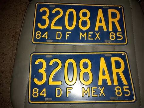 Par De Placas Antiguas De Auto Del D F 1984 3208 Ar MercadoLibre