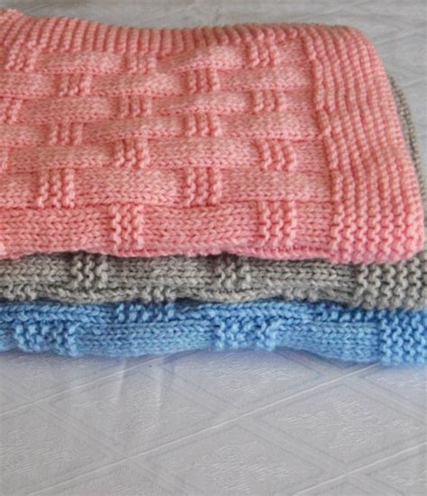 Blue Baby Blanket, Knitted Baby Blanket, Knit Baby Blanket, Hand Knit ...