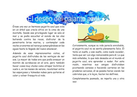 Cuento De El Deseo Del Pajarito Azul By Briannaloza Issuu