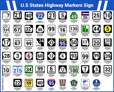 States Highway Markers Guide Signs Us Road Symbol Sign Mutcd Vector De Stock Adobe Stock