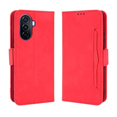 For Huawei Nova Y70 Nova Y70 Plus Skin Feel Calf Texture Card Slots Leather Phone Case Red