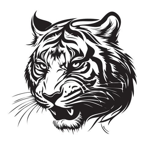 Tiger Face Silhouettes Tiger Face Svg Black And White Tiger Vector