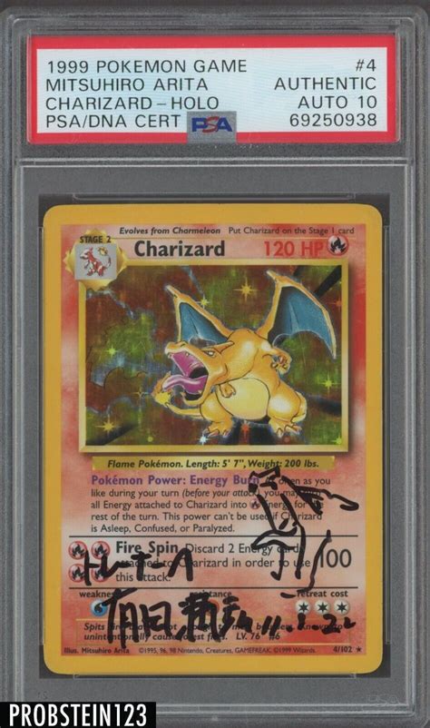 Mitsuhiro Arita Signed 1999 Pokemon Game Charizard Holo PSA PSA DNA 10