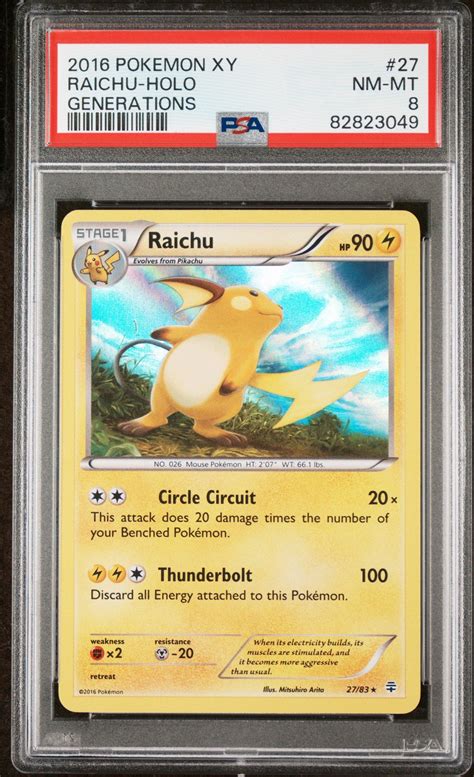 2016 Pokemon Xy Generations 27 Raichu Holo Psa 8 Gamestop